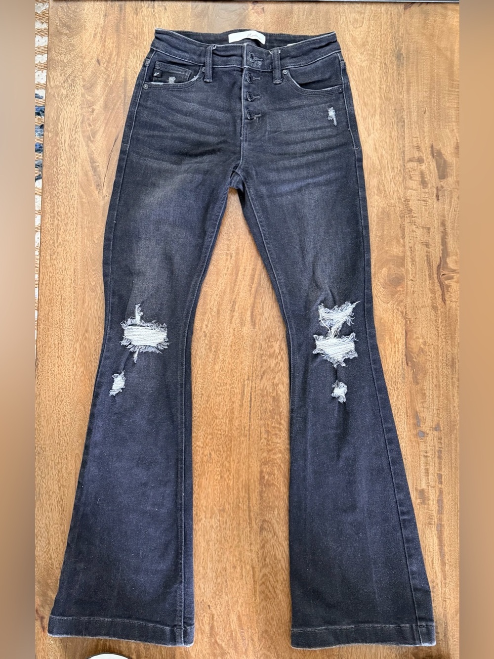 KanCan Black Distressed Flare Jeans